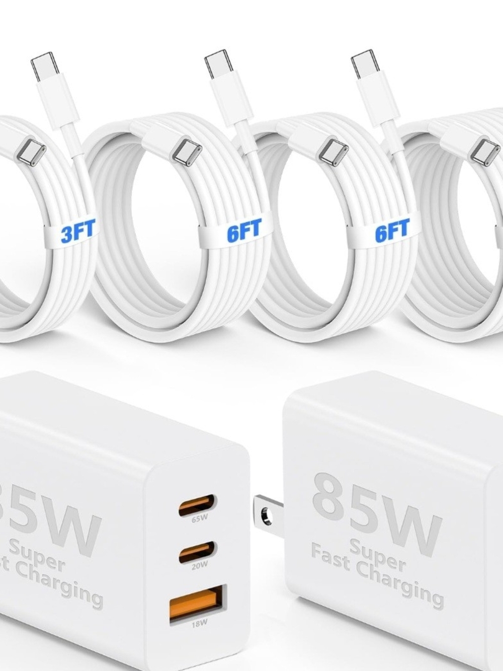 85W USB C Charger for iPhone 17 16 15 Pro Max,3-Port PD 3.0 GaN
Fast Charging